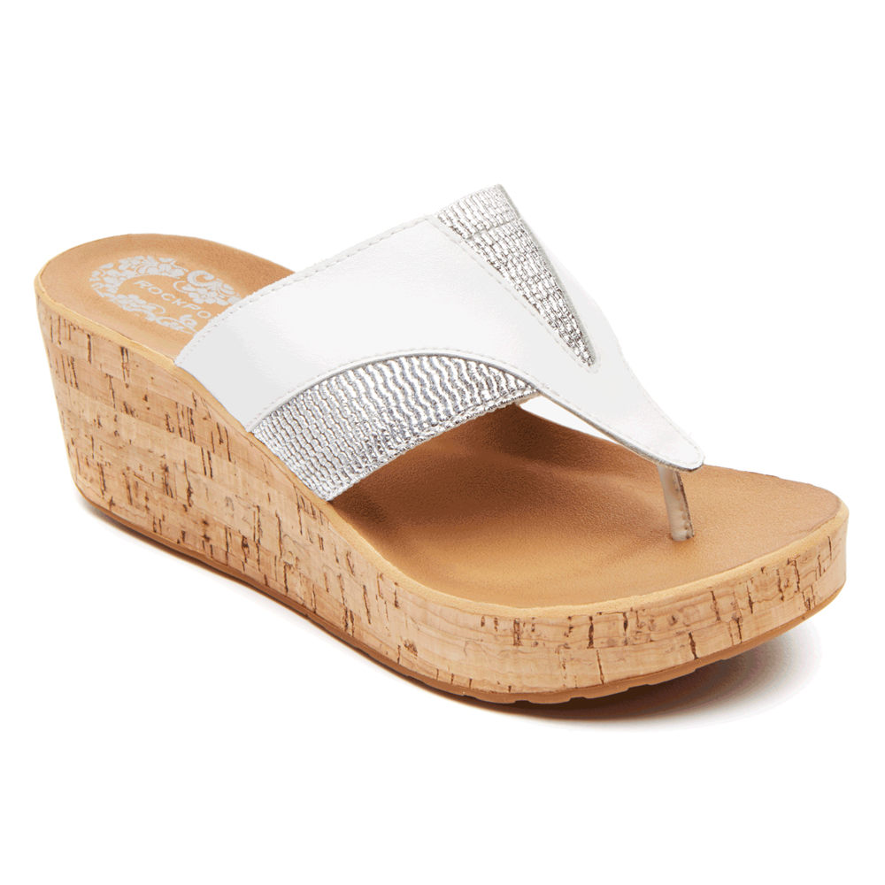 Rockport Wedges Dame Hvite - Weekend Casuals Lanea Gore Thong - LJRM07629